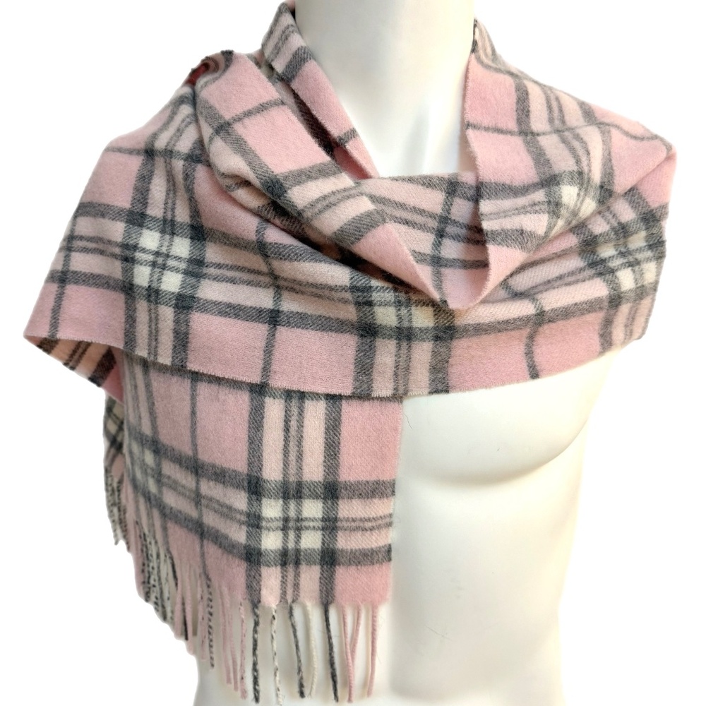 Edinburgh Pink & Grey Plaid 100% Lambswool Scarf 🇬🇧 – Made in Scotland